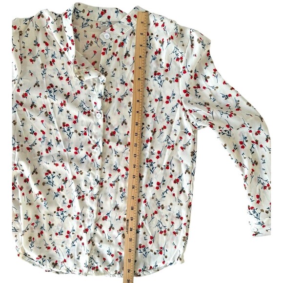 Women's Ditsy Floral Button Down Shirt Top Long Sleeve Size 8 White Multi - Picture 12 of 12